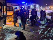 Otobüs kazası sonucu yolcular yaralandı.